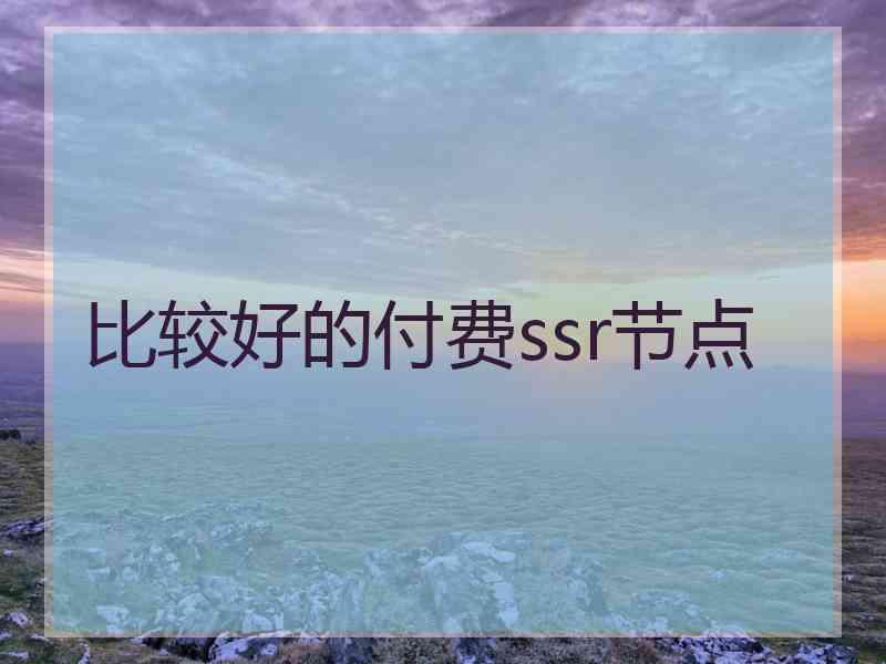 比较好的付费ssr节点