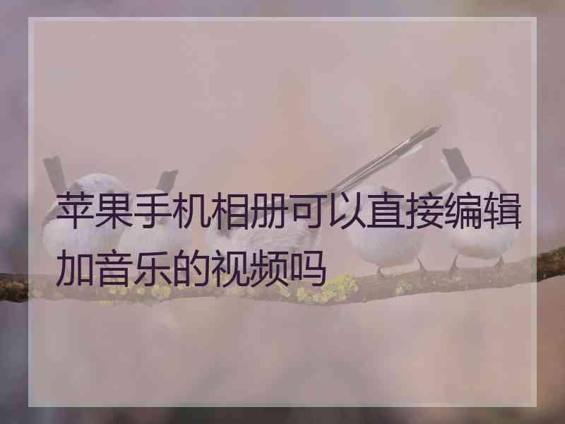 苹果手机相册可以直接编辑加音乐的视频吗