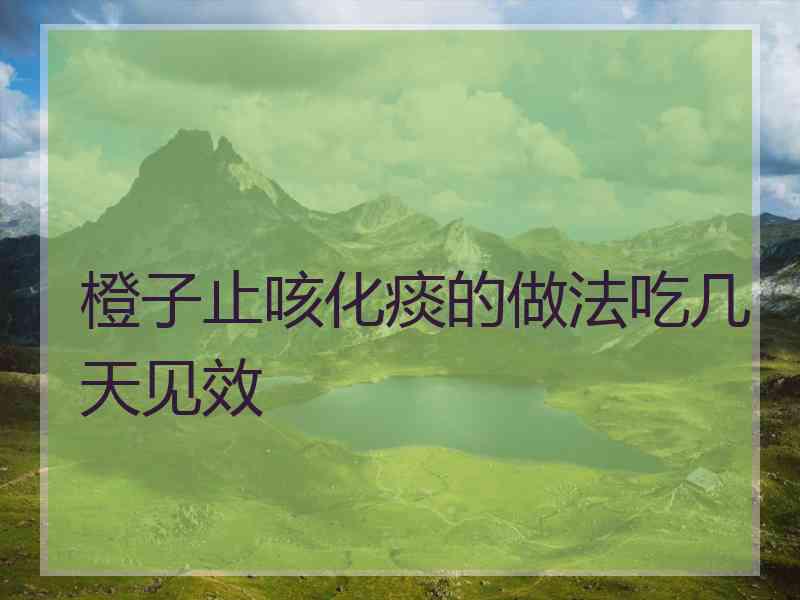 橙子止咳化痰的做法吃几天见效