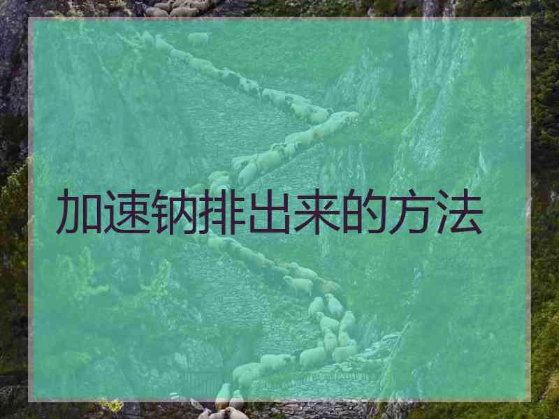 加速钠排出来的方法