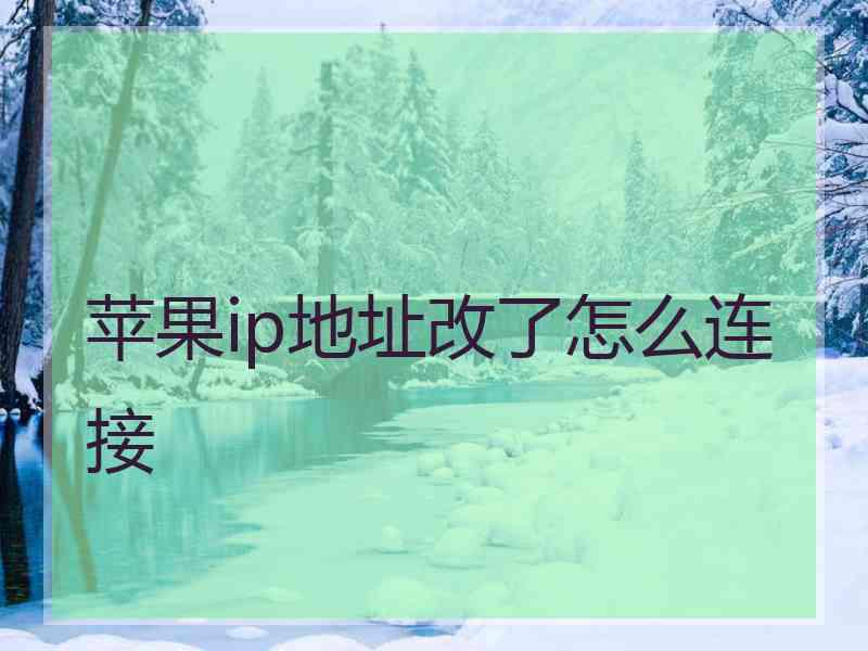 苹果ip地址改了怎么连接