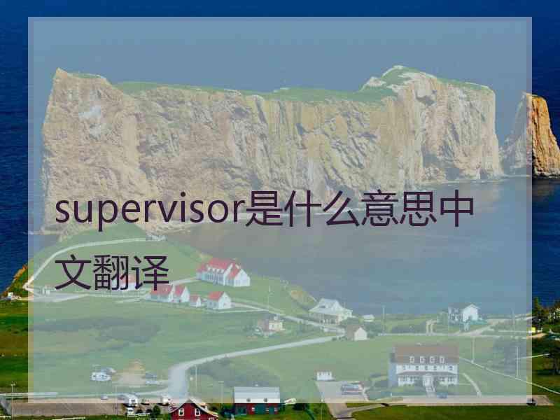 supervisor是什么意思中文翻译