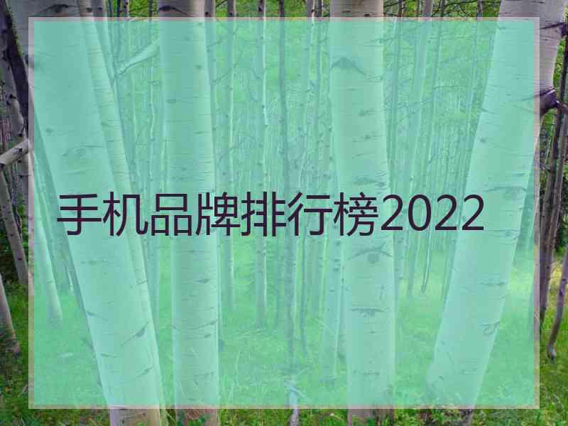 手机品牌排行榜2022