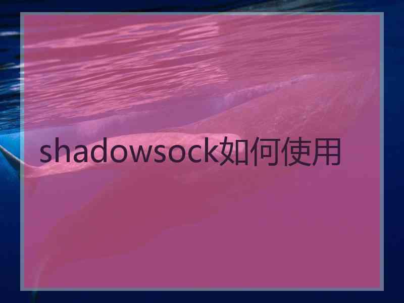 shadowsock如何使用