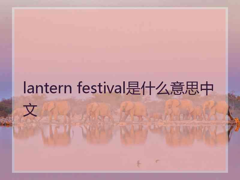 lantern festival是什么意思中文