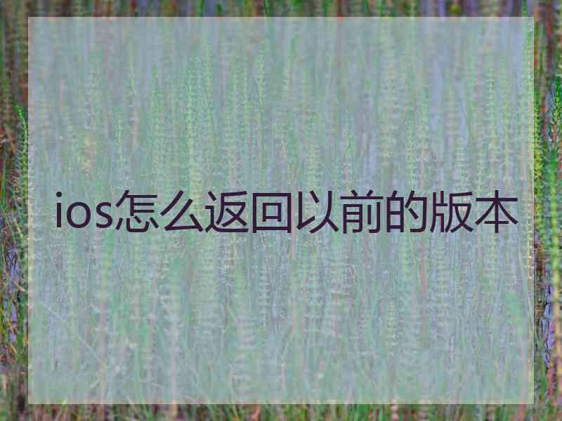 ios怎么返回以前的版本