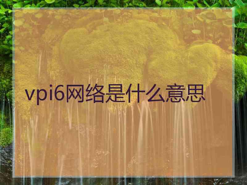 vpi6网络是什么意思