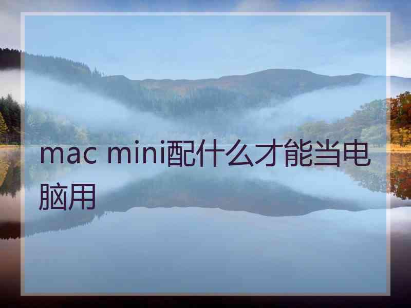 mac mini配什么才能当电脑用