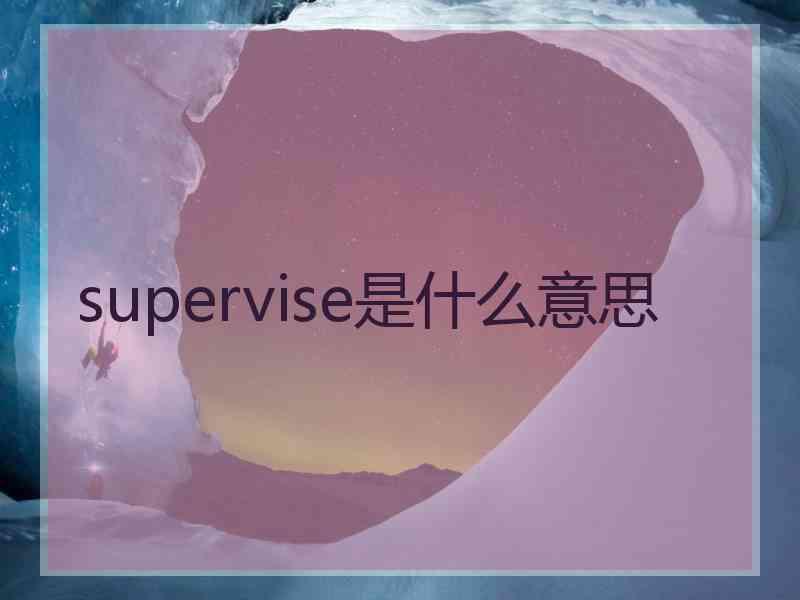 supervise是什么意思