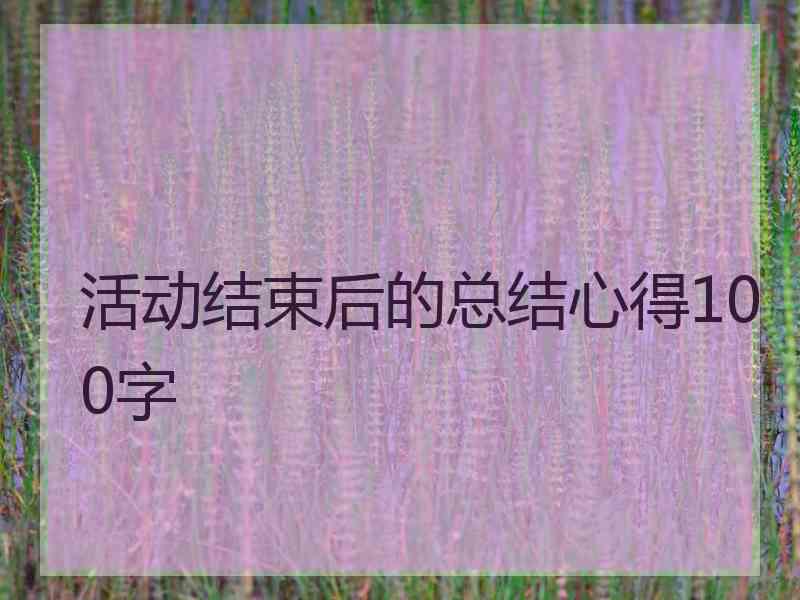 活动结束后的总结心得100字