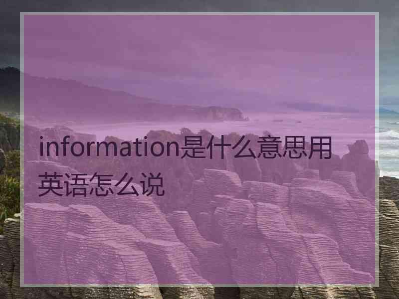 information是什么意思用英语怎么说