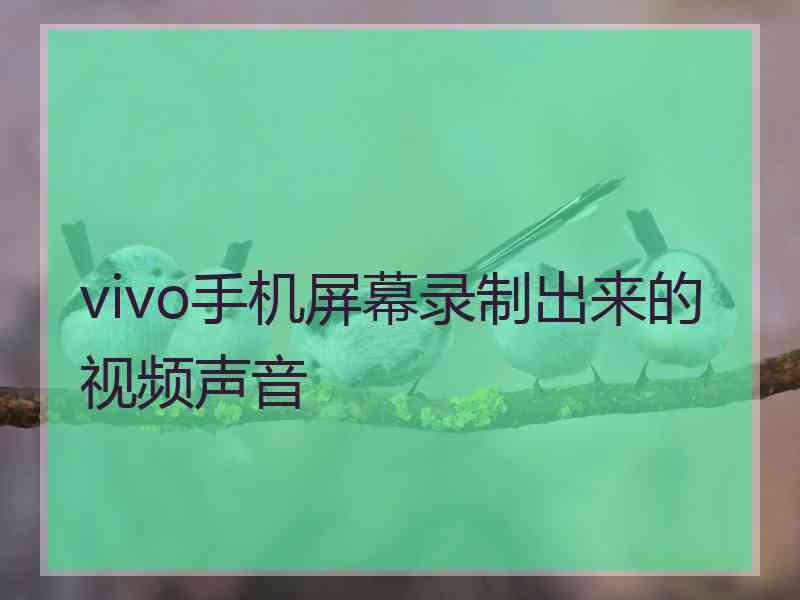 vivo手机屏幕录制出来的视频声音